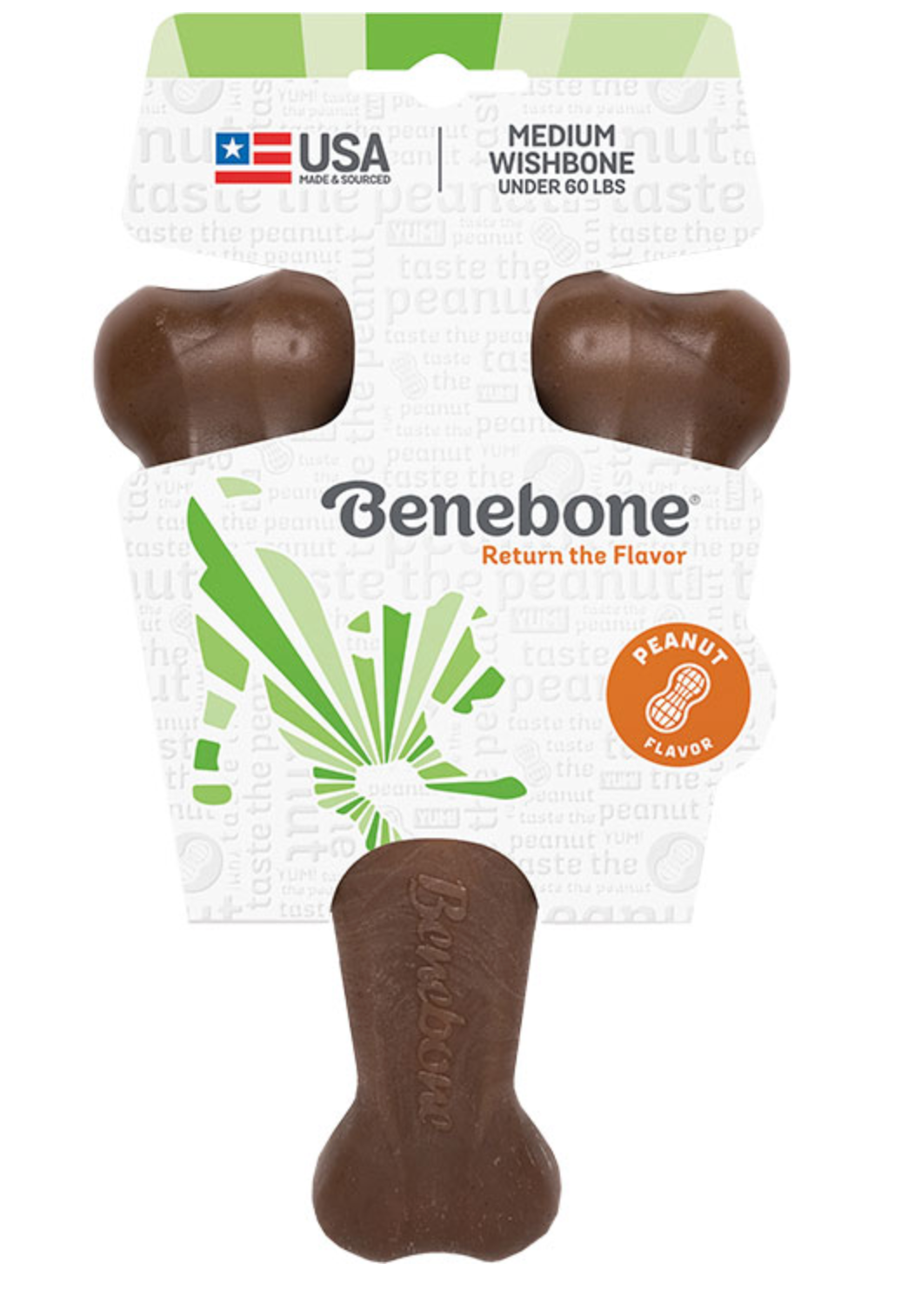 Benebone Wishbone Tough Dog Chew Toy - Peanut Butter/Medium