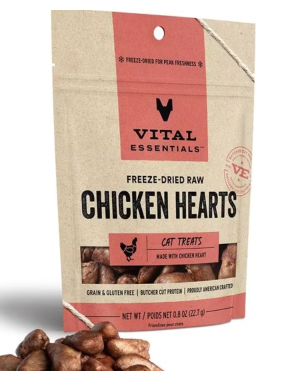 Vital Essentials Freeze-Dried Raw Cat Treats - Chicken Hearts