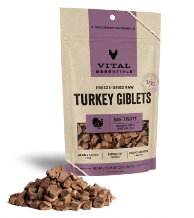 Vital Essentials Freeze-Dried Raw Dog Treats - Turkey Giblet Bites