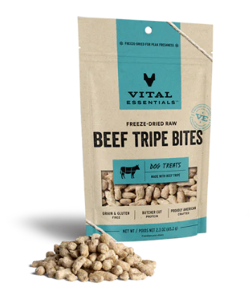 Vital Essentials Freeze-Dried Raw Dog Treats - Beef Tripe Bites