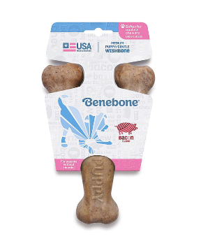 Benebone Wishbone Tough Dog Chew Toy - Bacon Flavor/Medium Puppy