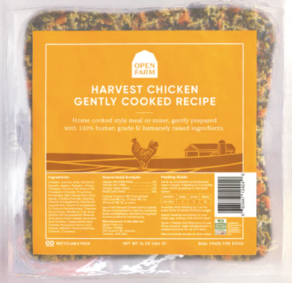 Open Farm Gently Cooked/Frozen Dog Food, Harvest Chicken Recipe