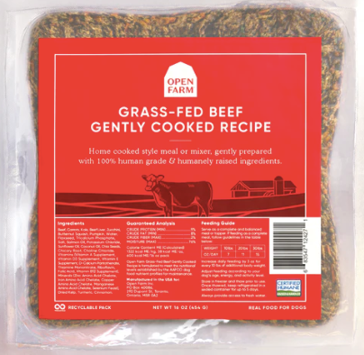 Open Farm Gently Cooked/Frozen Dog Food, Grass-Fed Beef Recipe