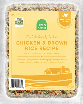 Open Farm Gently Cooked/Frozen Dog Food, Harvest Chicken with Brown Rice & Wholesome Grains Recipe