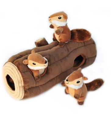 ZippyPaws "Chipmunks Log" Burrow Hide & Seek Dog Toy