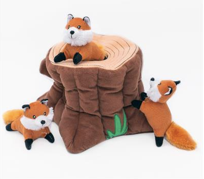 ZippyPaws "Foxes in a Tree Stump" Burrow Hide & Seek Dog Toy