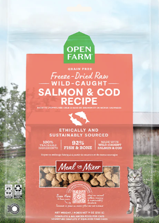 Open Farm Wild-Caught Salmon & Cod Freeze Dried (Meal or Mixer) Raw Cat Food, 3.5 oz.