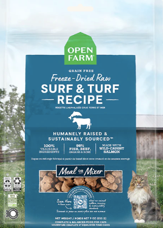 Surf & Turf Freeze Dried (Meal or Mixer) Raw Cat Food, 3.5 oz.