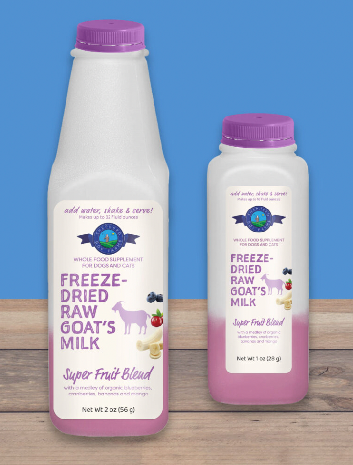Shepherd Boy Farms Freeze-Dried Raw Goat Milk for Dogs & Cats, Super Fruit Blend
