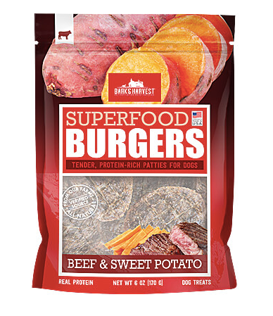 Superior Farms Bark & Harvest Superfood Burgers Beef with Sweet Potato Dog Treats, 6-oz