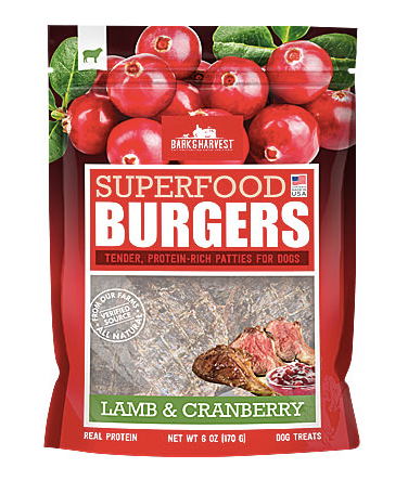 Superior Farms Bark & Harvest Superfood Burgers Lamb with Cranberry Dog Treats, 6-oz