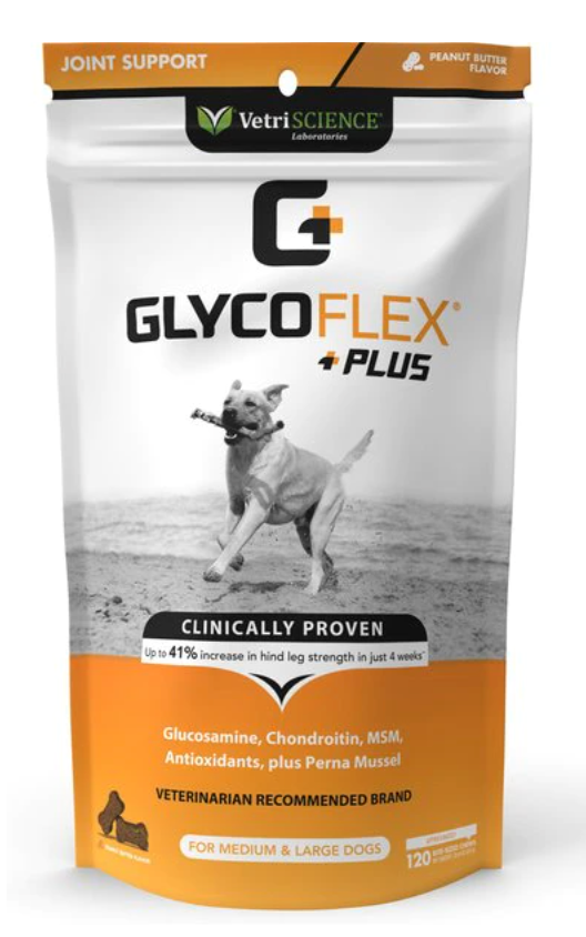 VetriScience GlycoFlex Plus Peaut Butter Flavored Chews Joint Supplement for Medium & Large Dogs, 45 count