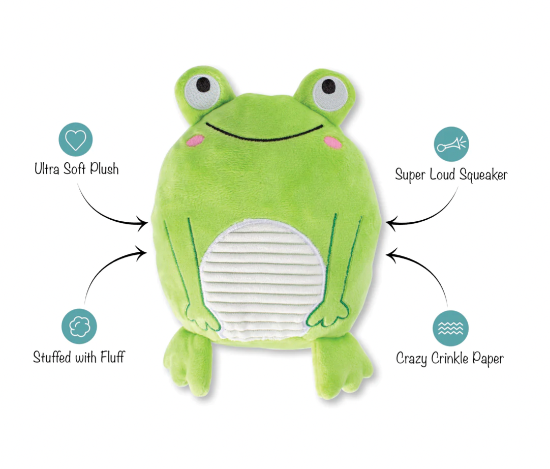 PetShop by Fringe Studio "Reach For The Flies" Frog Plush Dog Toy