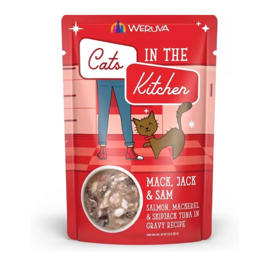 Weruva Cats in the Kitchen Mack, Jack & Sam SalmoGrain-Free Cat Food, 12 x 3 oz. Pouches