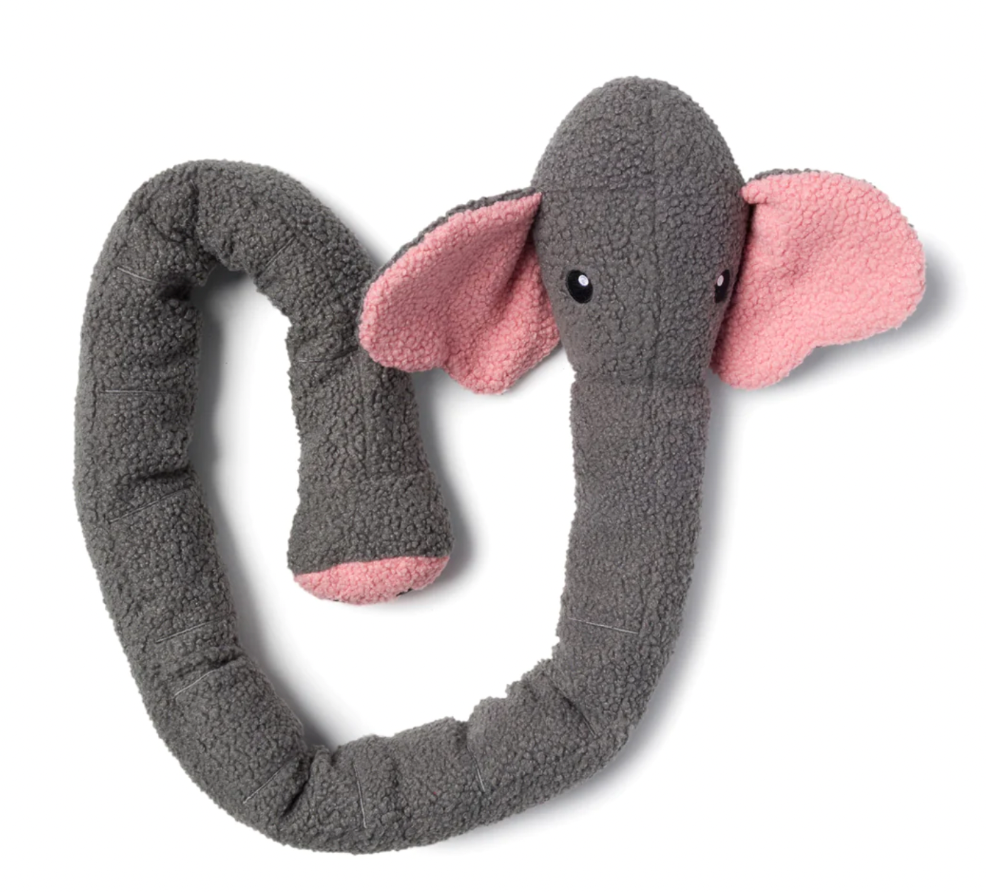 FabDog "Twisty" Crinkle-Squeaky-Plush 5 ft. long Dog Toy, Elephant