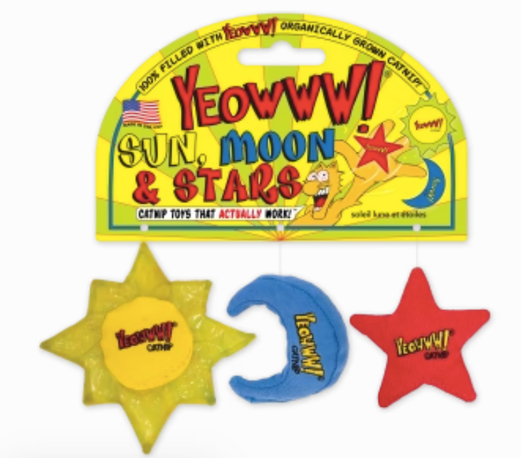Yeowww! Organic Catnip Cat Toys: Sun, Moon & Stars 3-pack