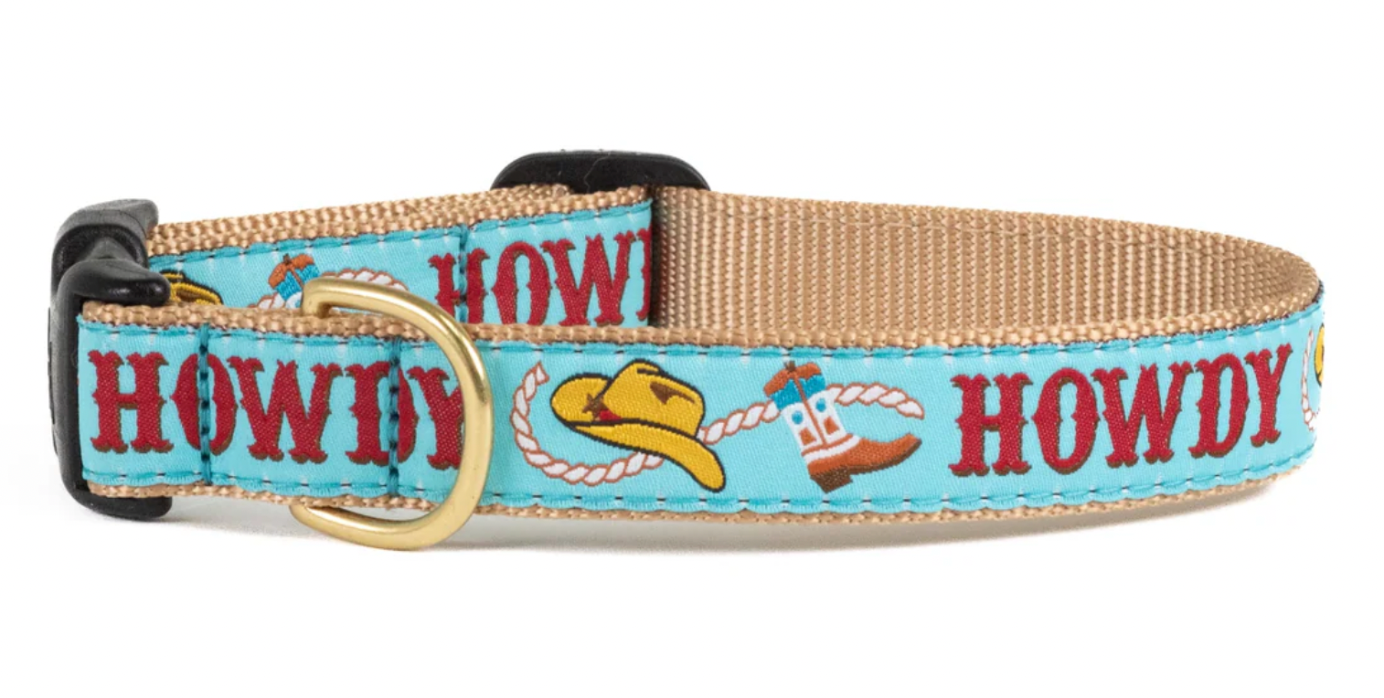 Up Country "Howdy" Dog Collar, Blue