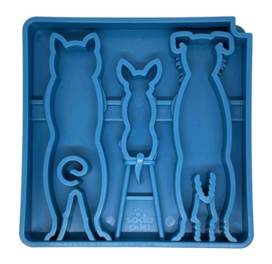 SodaPup "Waiting Dogs" Durable Enrichment & Slow Feeder Tray, Blue