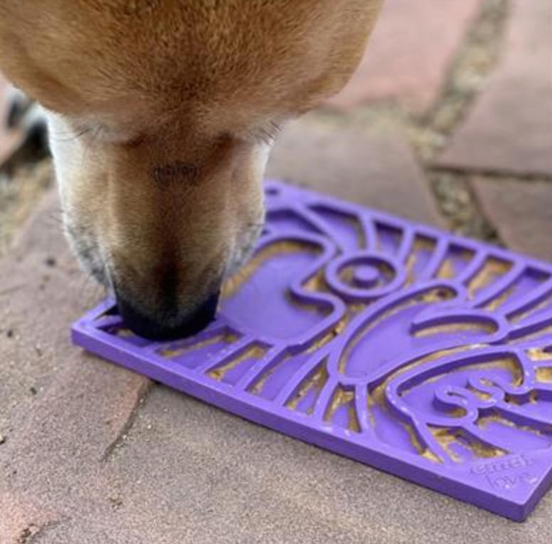 SodaPup "Groovy Love" Interactive Small Dog or Cat Lick Mat with Suction Cups