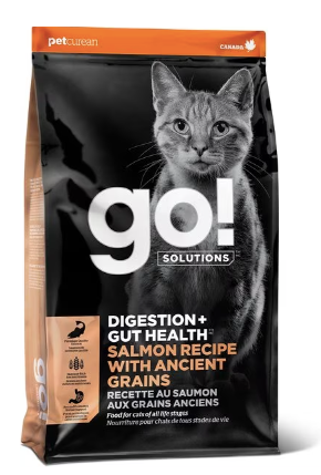 Petcurean Go! DIGESTION & GUT HEALTH, Salmon recipe with Ancient Grains Dry Cat Food