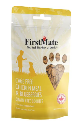 FirstMate Cage Free Chicken & Blueberries Dog Treats, 8-oz bag