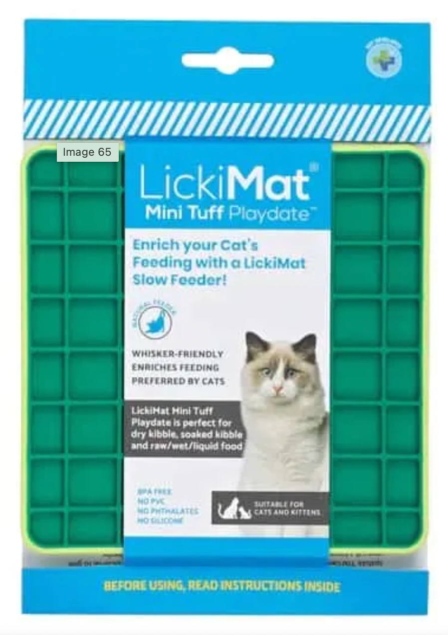LickiMat® Mini Tuff Playdate™, Soother™ and Buddy™ Interactive Enrichment Toy or Slow Feeder for Cats