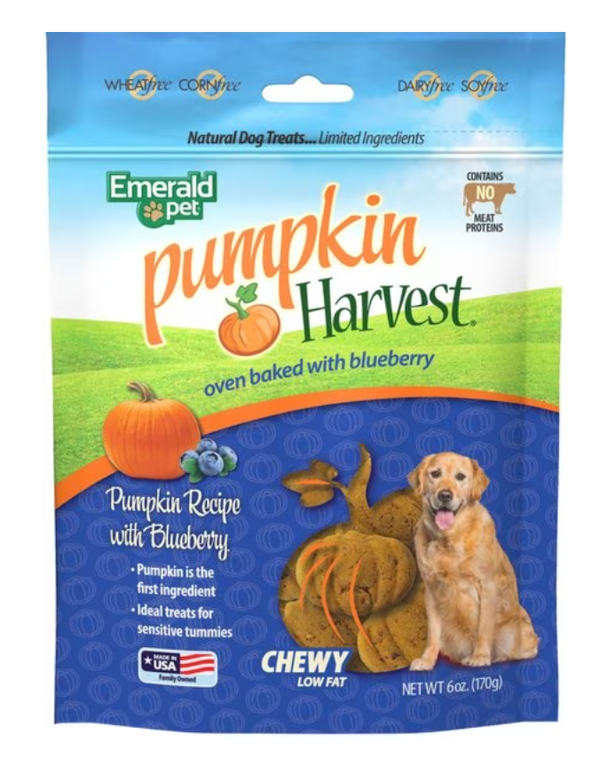 Emerald Pet Pumpkin Harvest Oven Baked with Blueberry Dog Treats, 6-oz bag