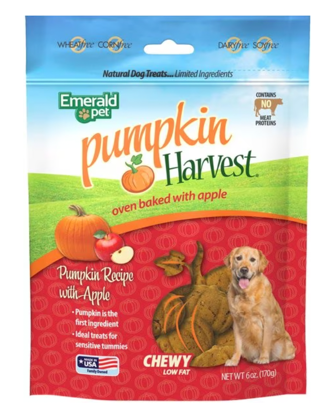 Emerald Pet Pumpkin Harvest Oven Baked with Apples Dog Treats, 6-oz bag