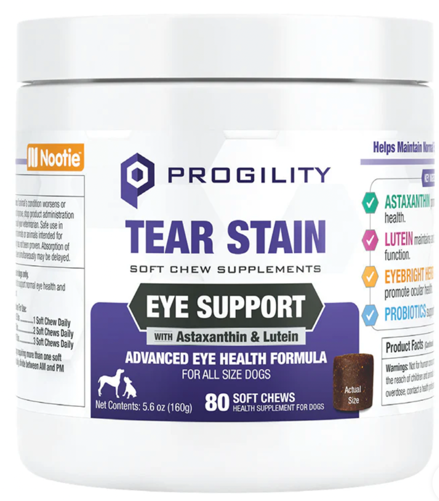 Nootie Progility Tear Stain & Eye Support Soft-Chew Supplements for Dogs, 80 count