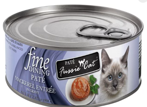 Fussie Cat Fine Dining Pate Mackerel Entrée in Gravy Wet Cat Food, 2.82 oz