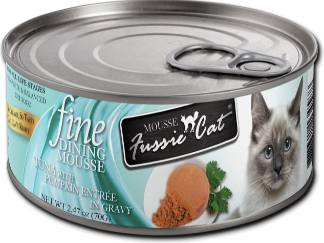 Fussie Cat Fine Dining Mousse Tuna with Pumpkin Entrée in Gravy Wet Cat Food, 2.82 oz