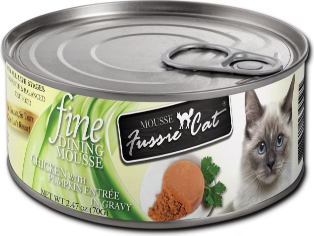 Fussie Cat Fine Dining Mousse Chicken with Pumpkin Entrée in Gravy Wet Cat Food, 2.82 oz