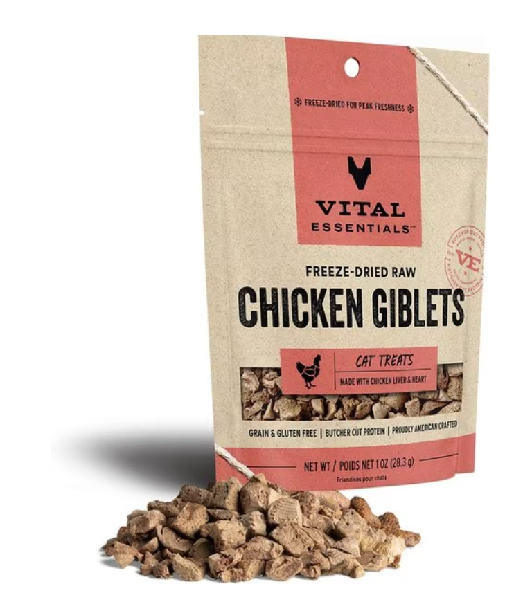 Vital Essentials Freeze-Dried Raw Cat Treats - Chicken Giblets, 1 oz