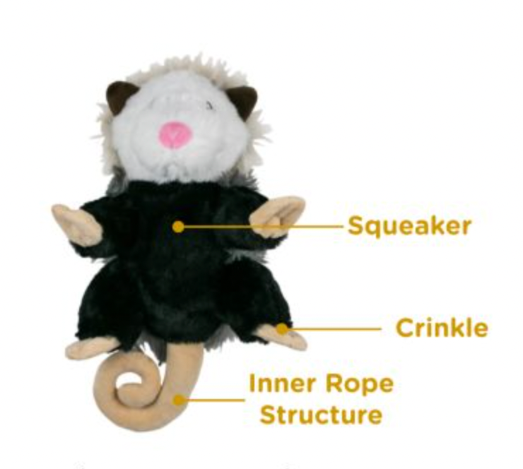 Tall Tails Rope Squeaker Dog Toy, Opossum