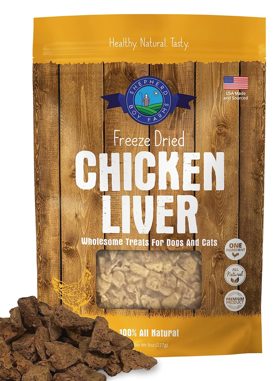 Shepherd Boy Farms Freeze Dried Chicken Liver Treat, 8 oz.