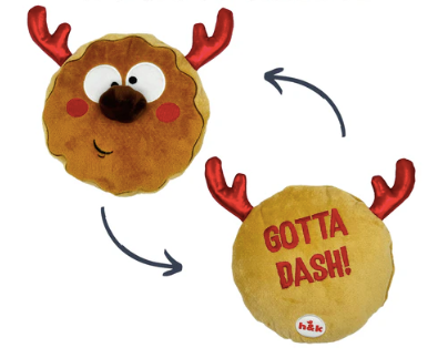 Huxley & Kent "Gotta Dash Reindeer Cookie" Double Sided Plush Dog Toy, Small