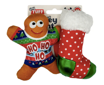 Huxley & Kent Tiny Tuff "Ugly Sweater Party" Small Dog Toys, 2 pack