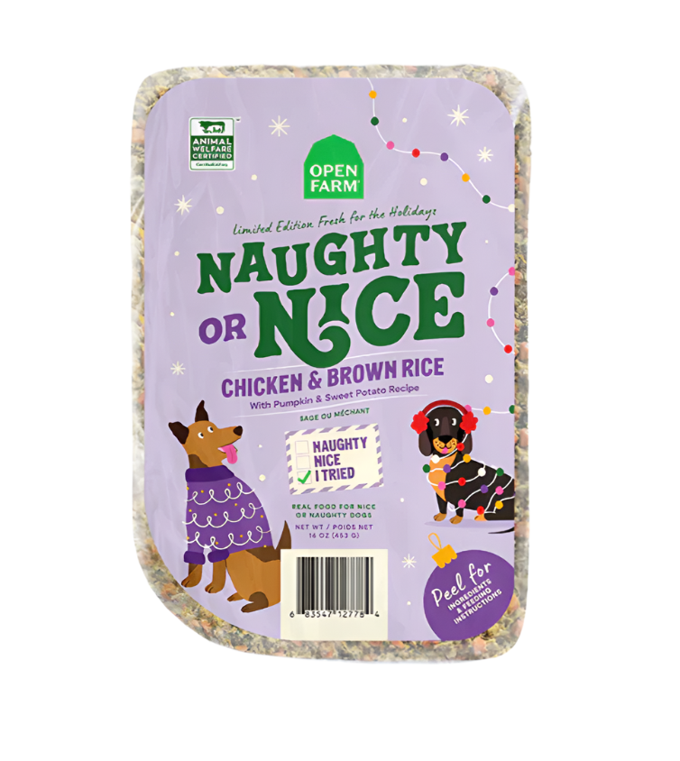 Open Farm Limited Edition Gently Cooked/Frozen "Naughty or Nice" Chicken Recipe for Dogs