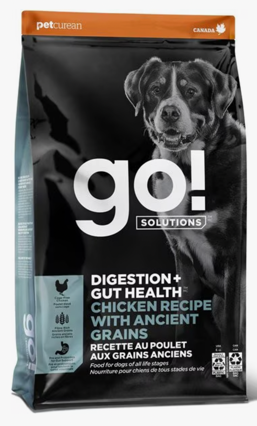 Petcurean Go! Solutions DIGESTION & GUT, CHICKEN Recipe with Ancient Grains Dry Dog Food