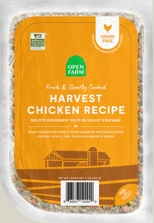 Open Farm Gently Cooked/Frozen Dog Food, Harvest Chicken Recipe