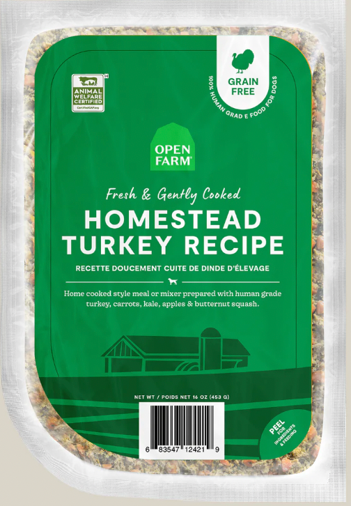 Open Farm Gently Cooked/Frozen Dog Food, Homestead Turkey Recipe