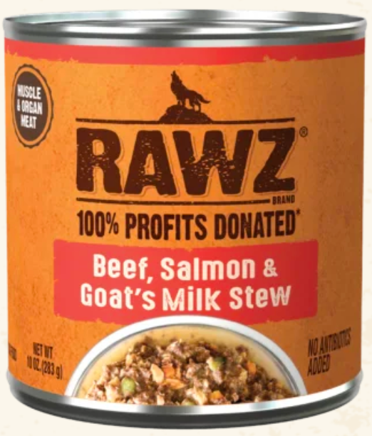 Rawz Immune/Digestion/Inflammation Support Wet Dog Food, 10 oz Beef, Salmon & Goat's Milk Stew