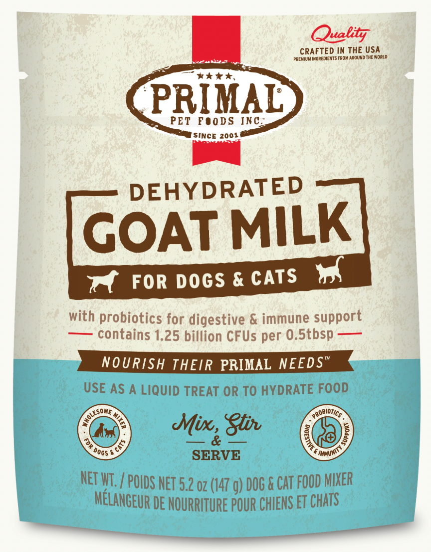 Primal Pet Food Dehydrated Goat Milk for Dogs & Cats, 10 x 1.8 single serve stick-packs