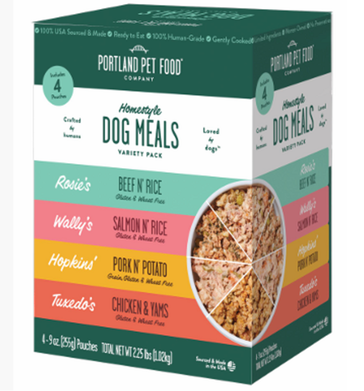 Portland Pet Food "Variety Pack" Homestyle Wet Dog Food Meals, 4 x 2.6 oz pouches