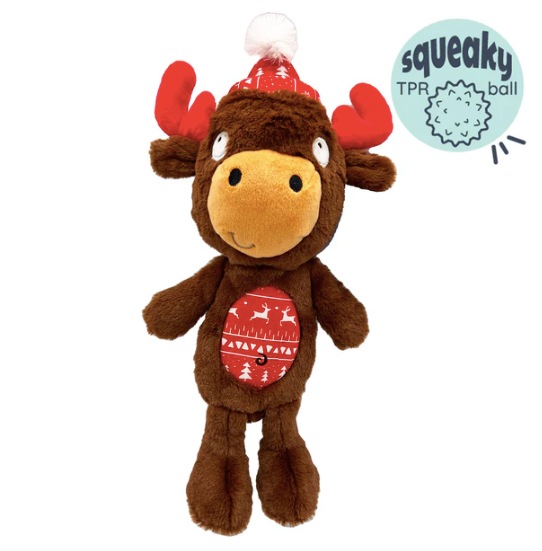 Huxley & Kent Holiday Plush, Squeaky Dog Toys, "Mistletoe Moose"
