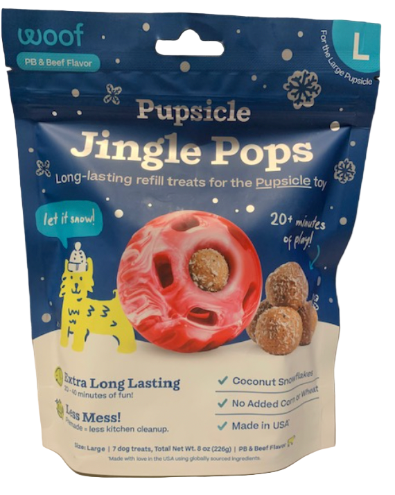 Woof "Pupsicle" Lickable Treat Refills, JINGLE POPS, HOLIDAY TREAT - Large Dog