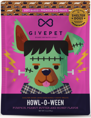 GivePet Howl-O-Ween Pumpkin, Peanut Butter & Honey Halloween Dog Treats