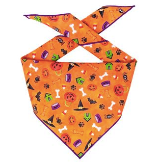 Paisley Paw Designs "Orange Dog Bones & Witches" Halloween Bandana