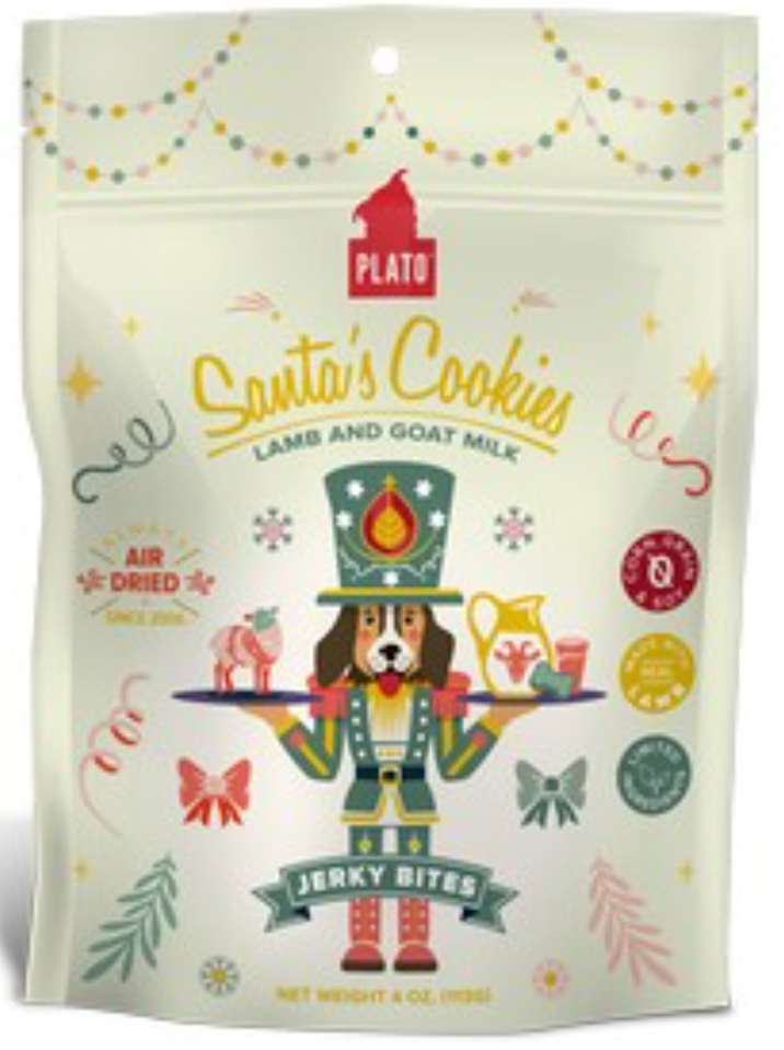 Plato "Santa's Cookies" with Goat Milk Dog Treats, 4oz