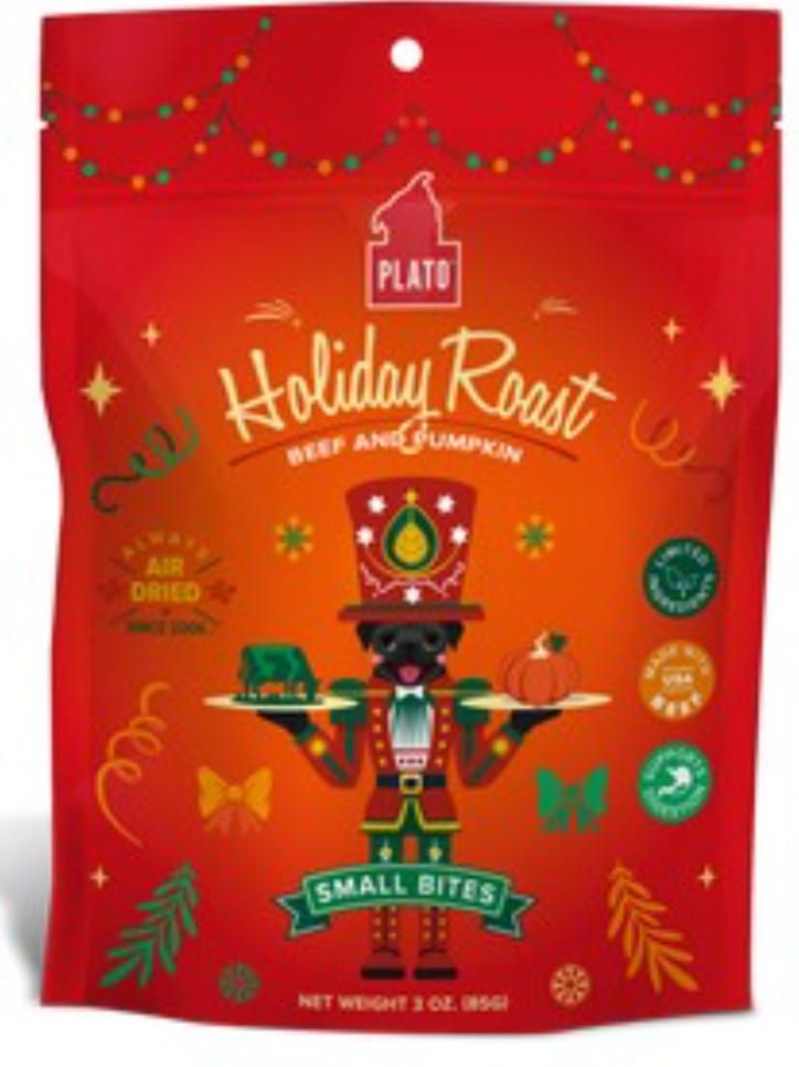 Plato "Holiday Roast"Small Bites Beef & Pumpkin Dog Treats, 4oz